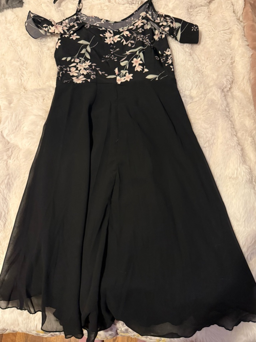 SHEIN floral black and pink midi dress size medium EUC - Picture 5 of 7